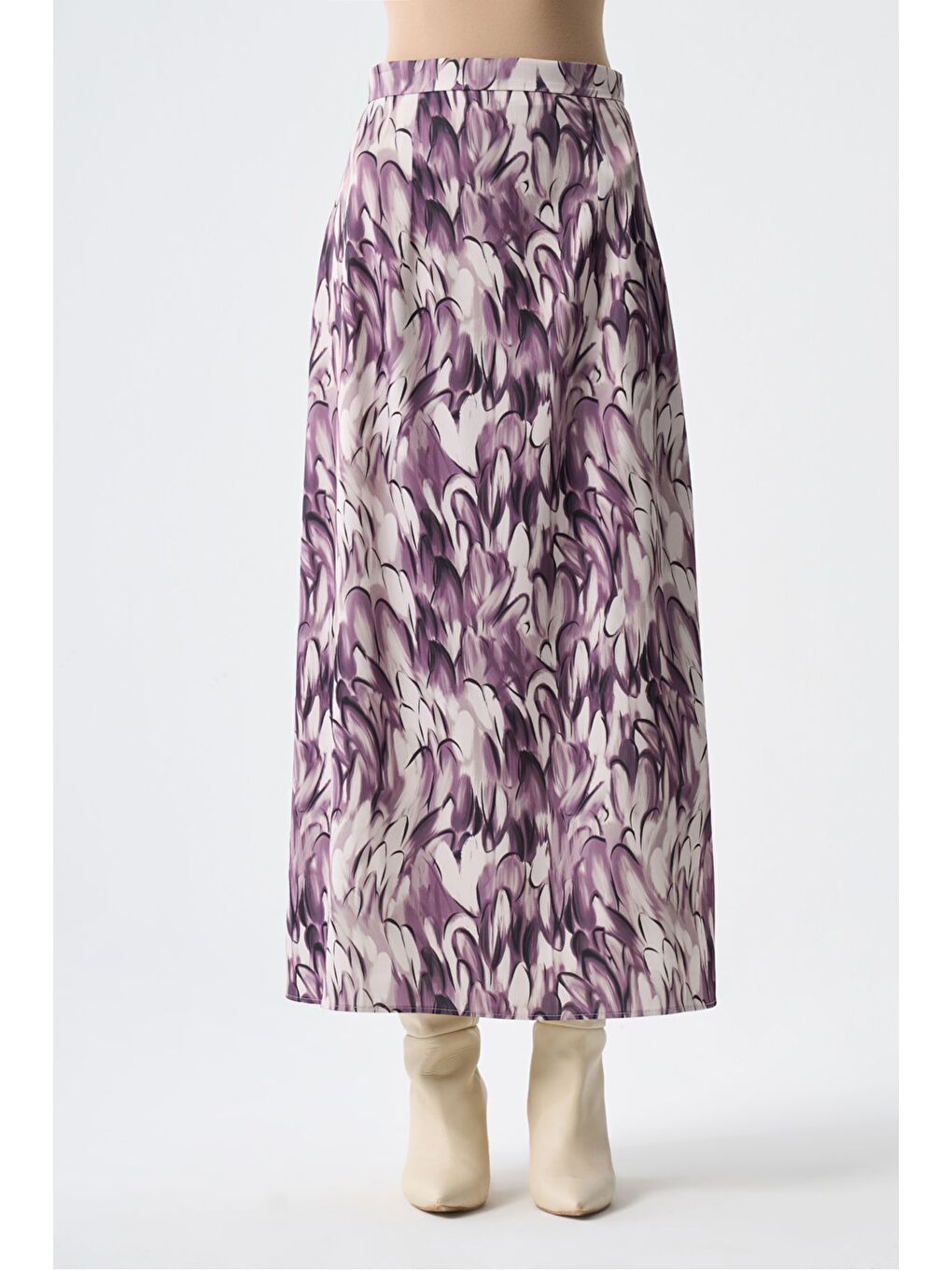 Karışık Elips Desenli Saten Desenli Etek-1