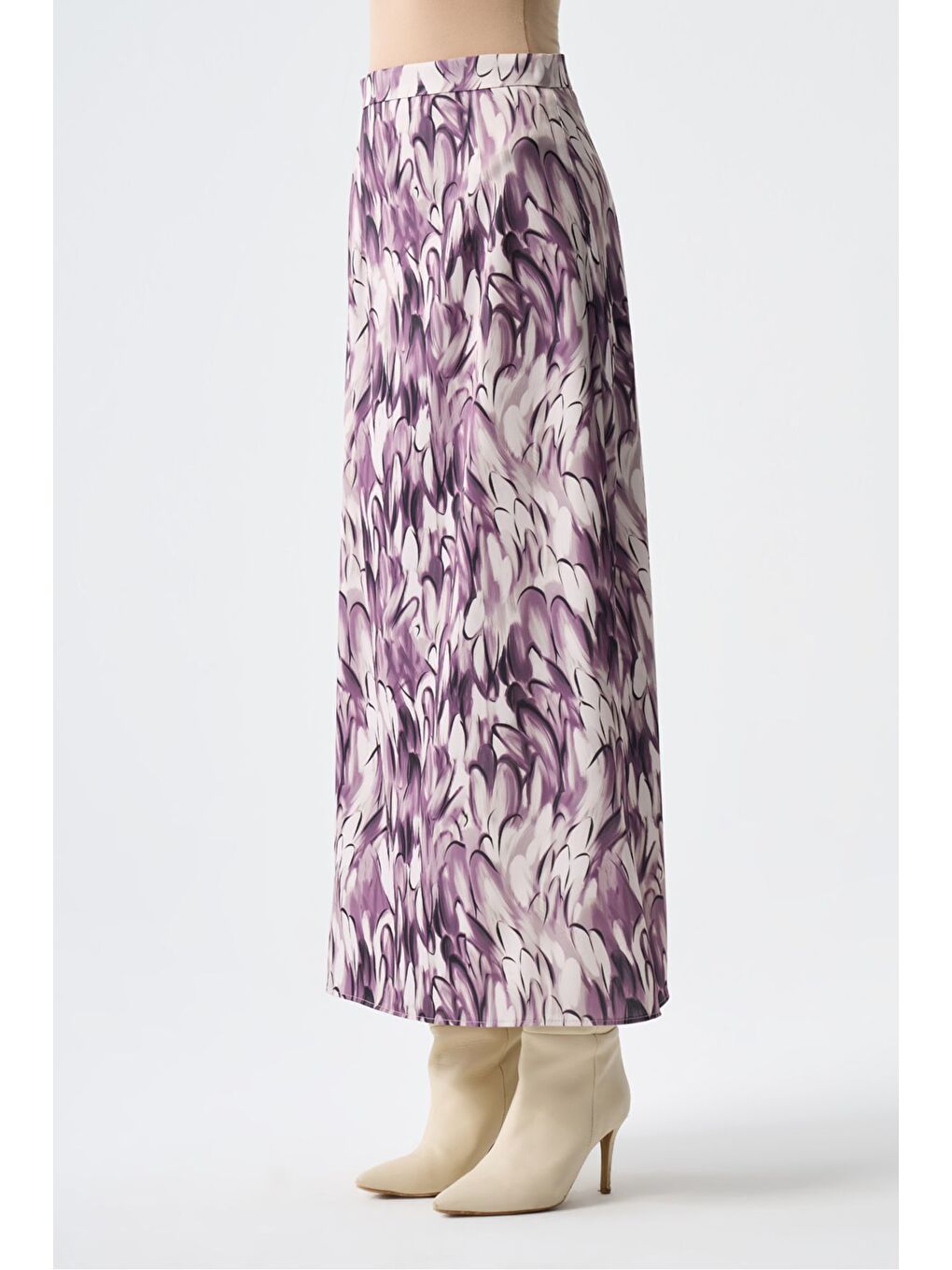 Karışık Elips Desenli Saten Desenli Etek-2