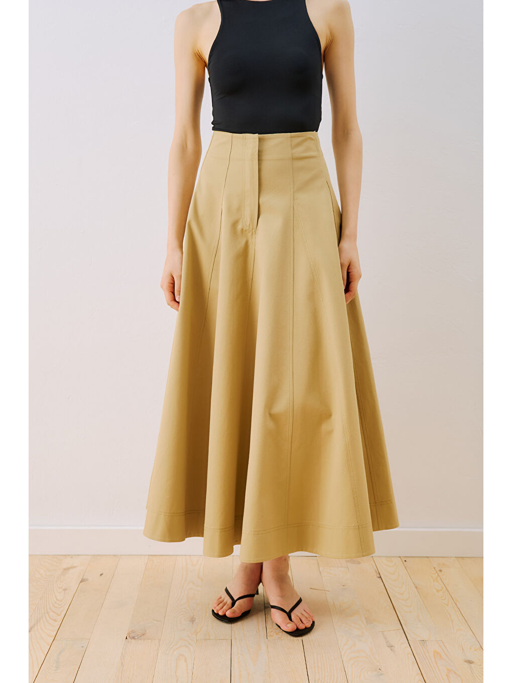 Kahverengi Parçalı Gabardin Etek Camel-6