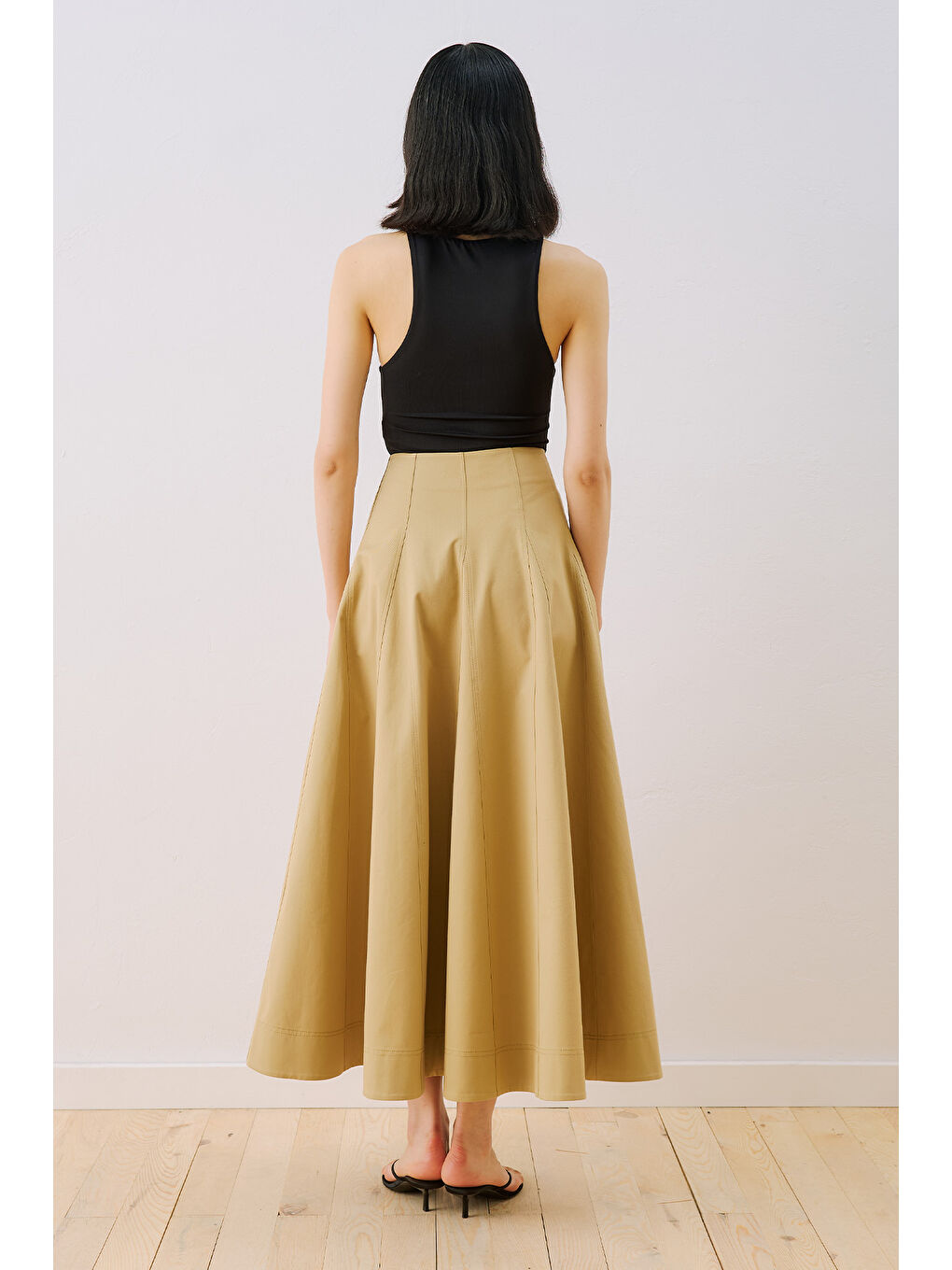 Kahverengi Parçalı Gabardin Etek Camel-8