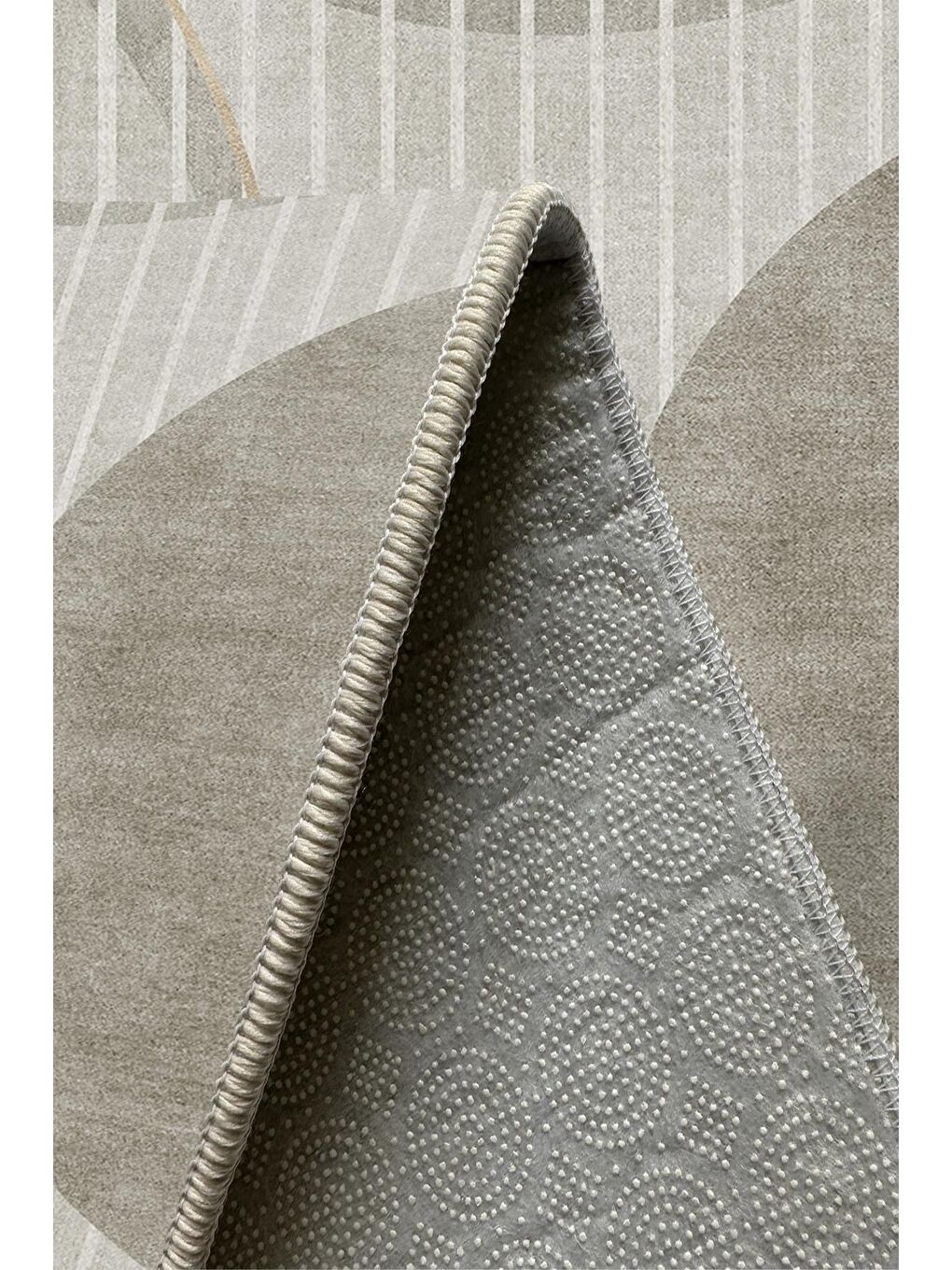 Bej Özel Tasarım, Kaymaz Taban, İnce, Yıkanabilir, Modern Halı WOOKECE1501 80x150-5