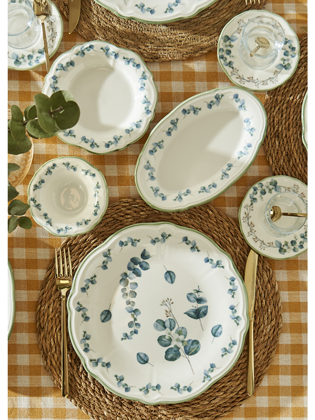Ocaliptus Stoneware 52 Parça 12 Kişilik Kahvaltı Takımı Yeşil-1
