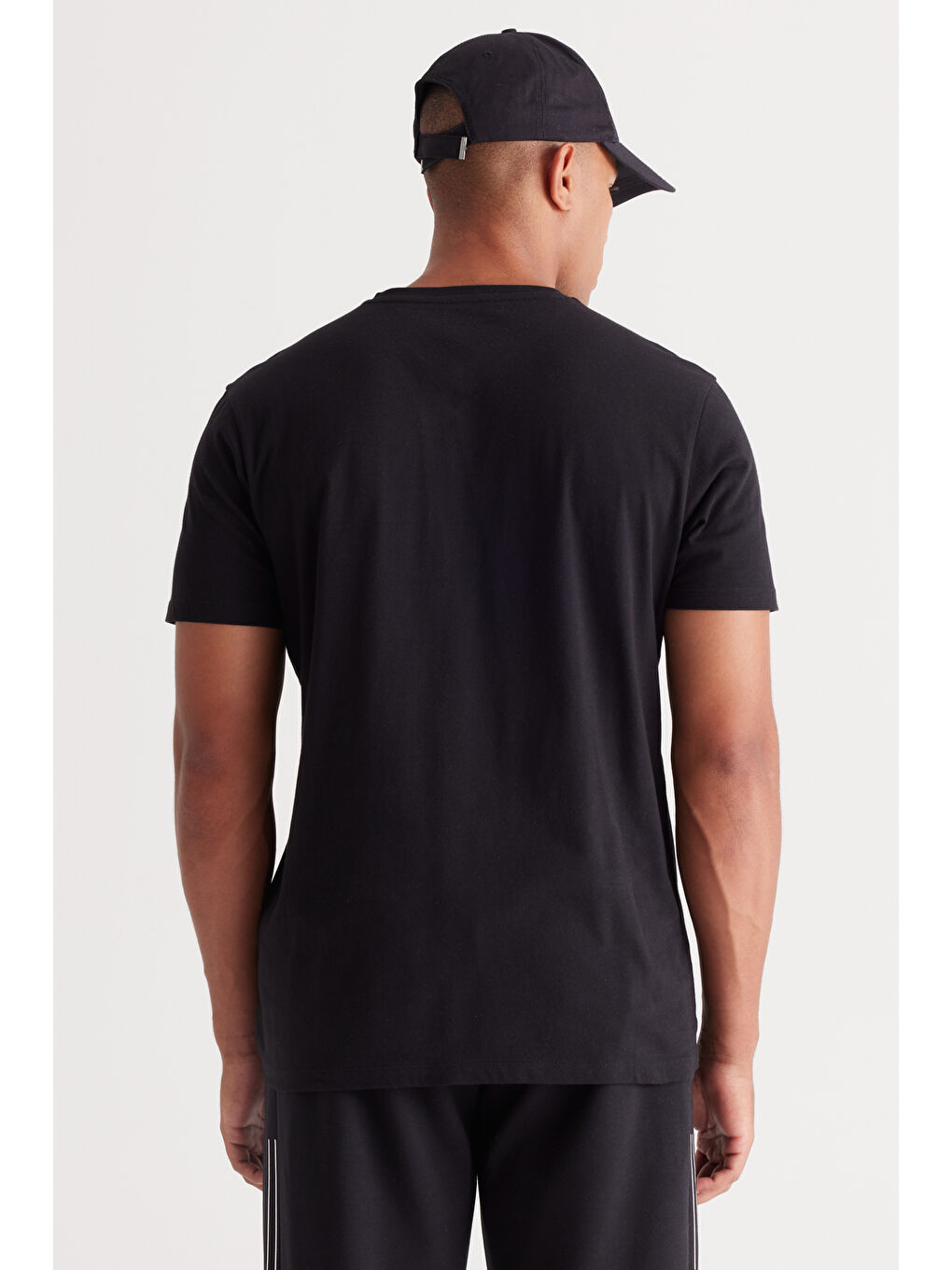 Gri Erkek GRI MELANJ-SIYAH 2'li Slim Fit Dar Kesim V Yaka %100 Pamuk Tişört-8