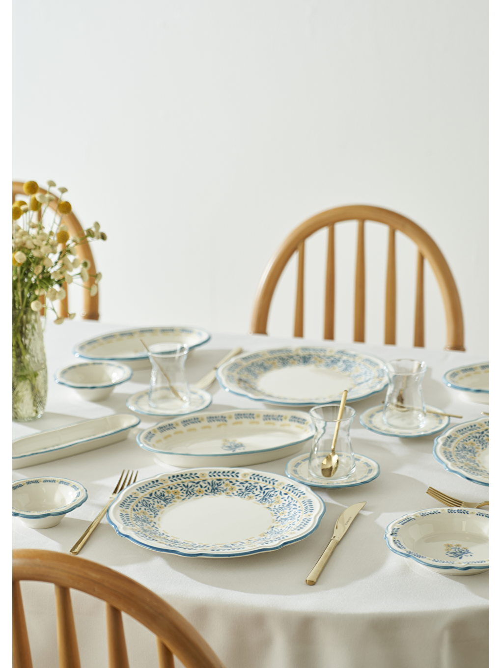 Liana Stoneware 52 Parça 12 Kişilik Kahvaltı Takımı Mavi-2