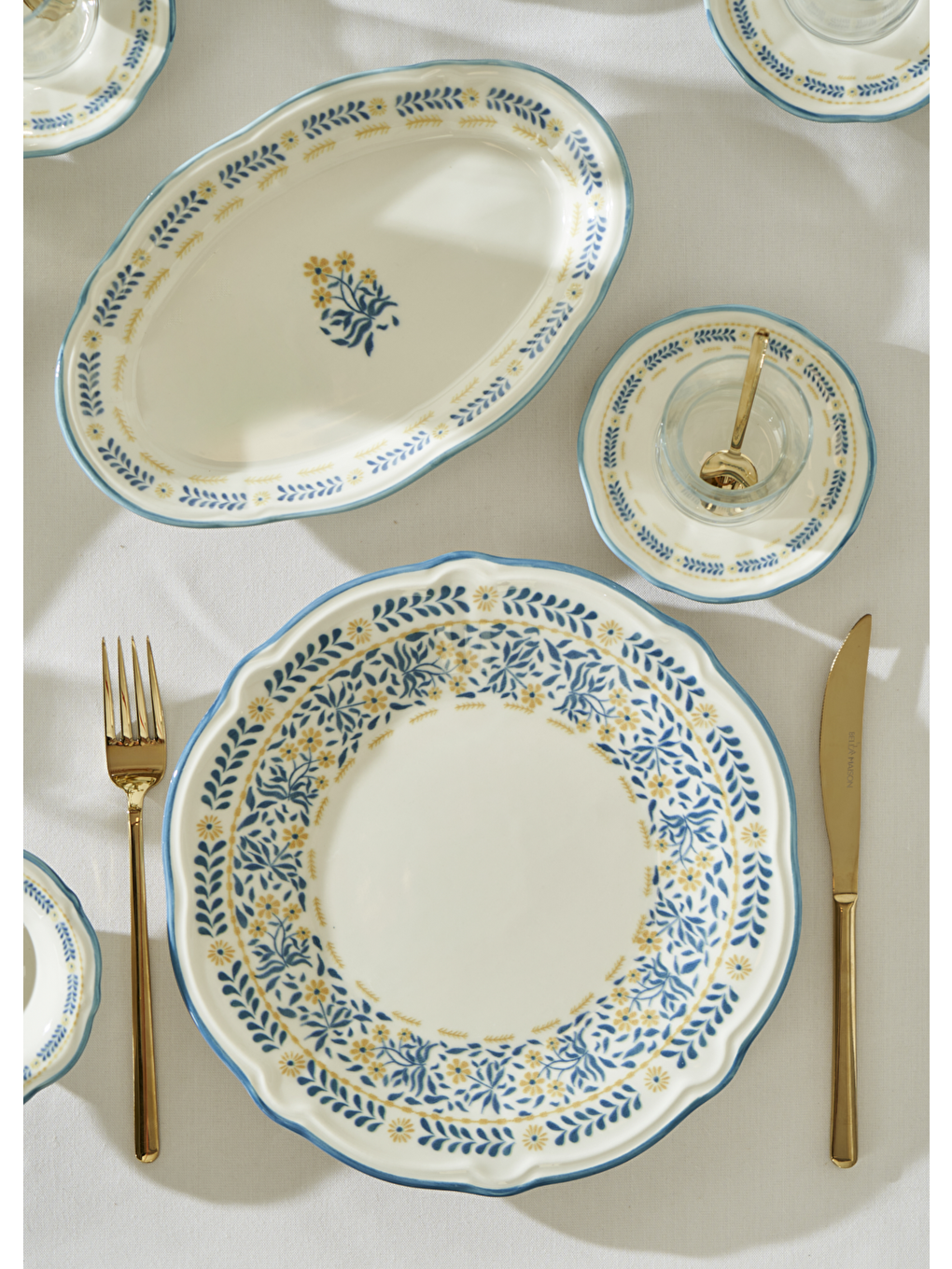Liana Stoneware 52 Parça 12 Kişilik Kahvaltı Takımı Mavi-3