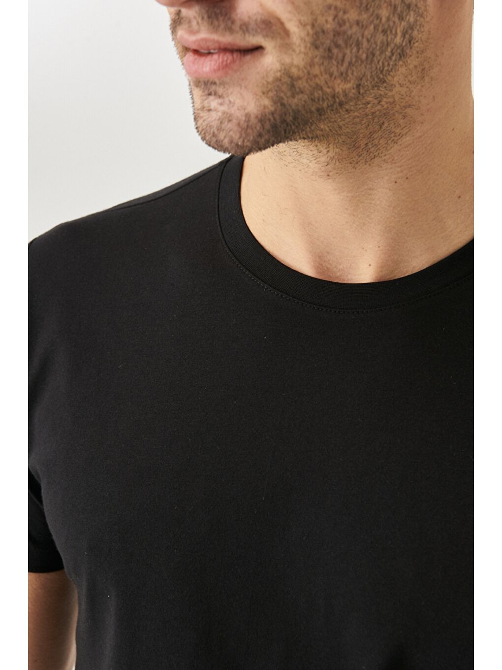 Erkek Gri Melanj-Koyu Gri-Siyah-Siyah Slim Fit 4'lü Tişört Paket-11