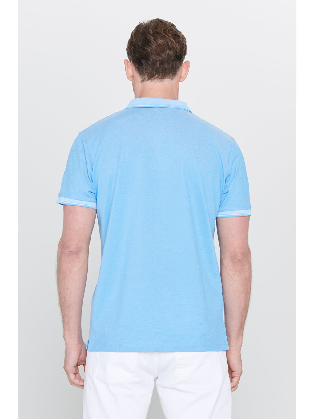 Mavi Erkek Saks-Beyaz Slim Fit Dar Kesim Kıvrılmaz Polo Yaka Kısa Kollu Tişört-6