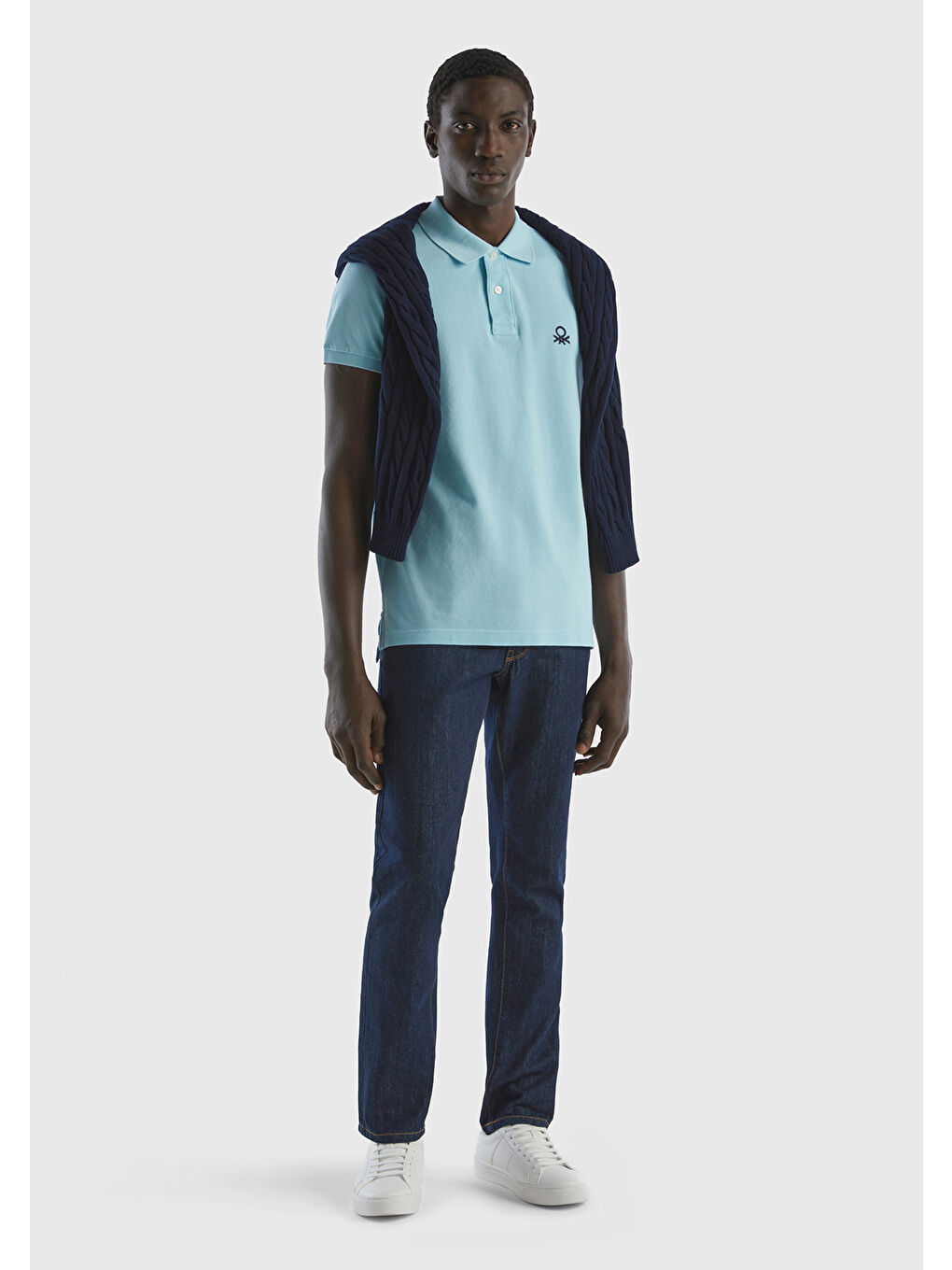 Erkek Açık Mavi Slim Fit Kısa Kollu Polo Tişört