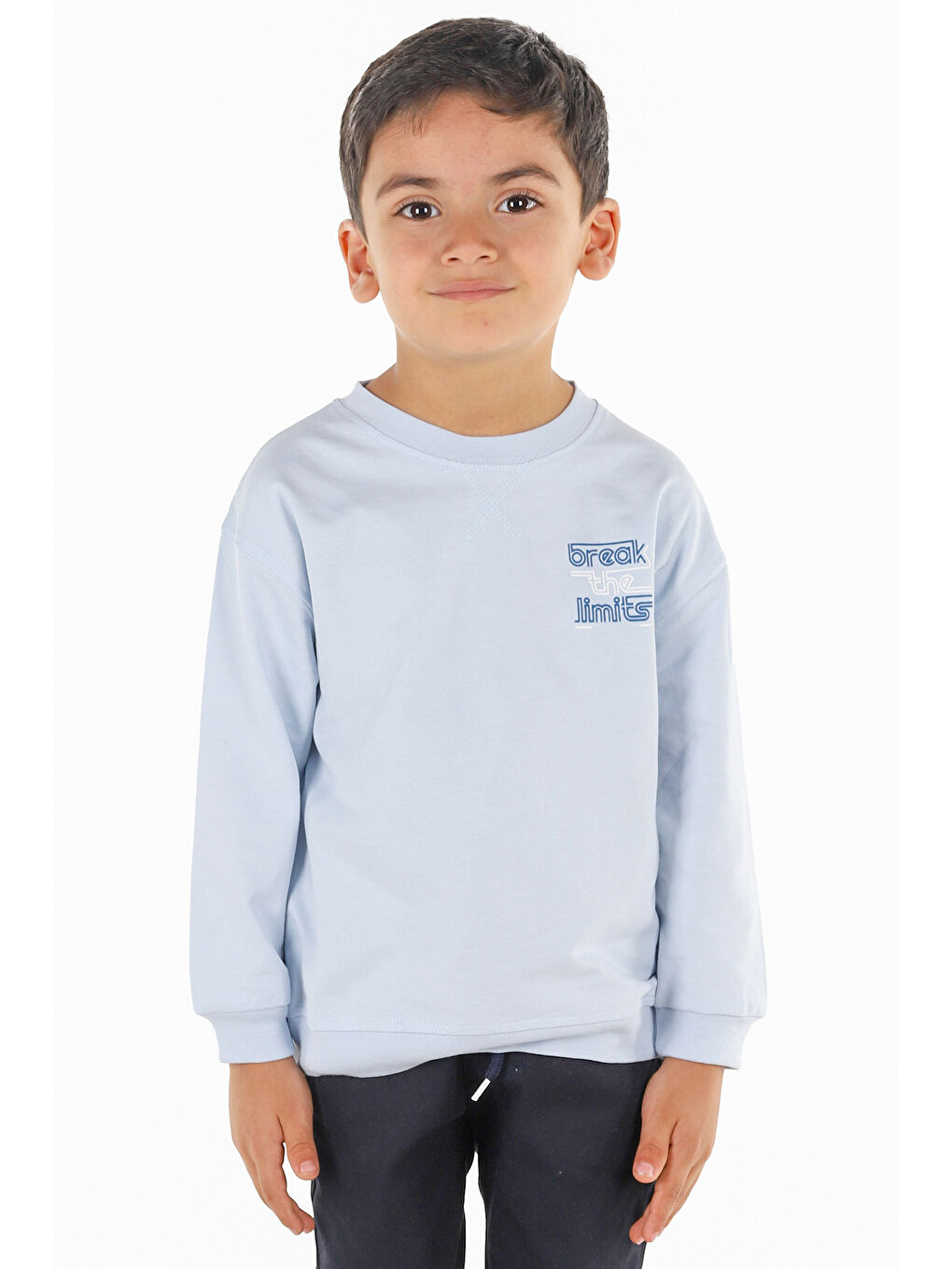 KİKO Mavi Bisiklet Yaka Uzun Kollu Erkek Çocuk Sweatshirt