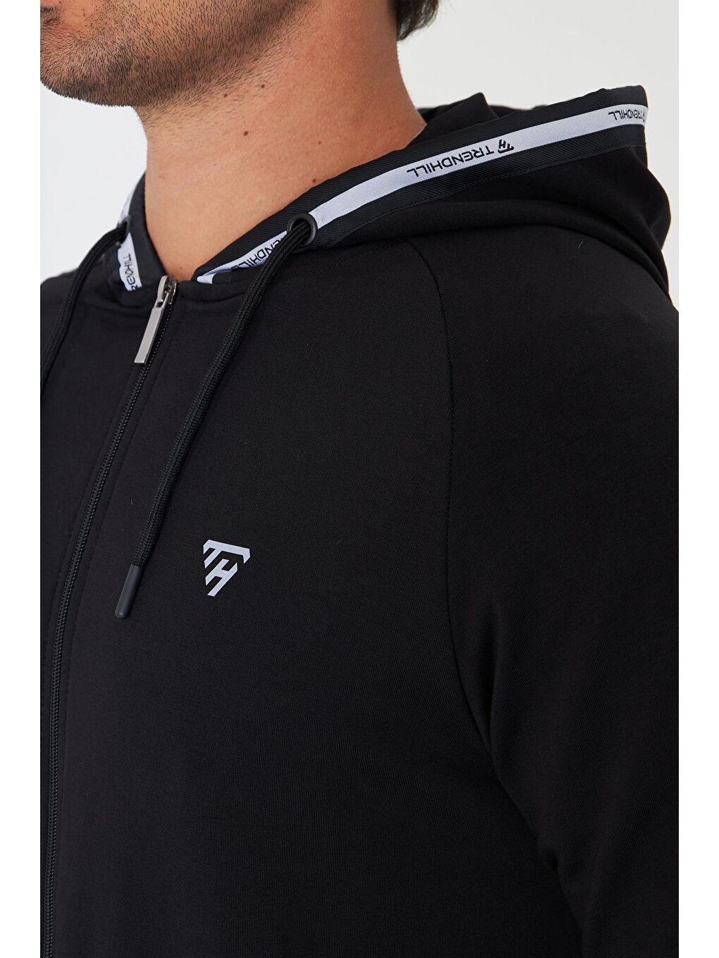 Erkek Pamuklu Kapüşonlu Eşofman Takımı Siyah 5756-S-7