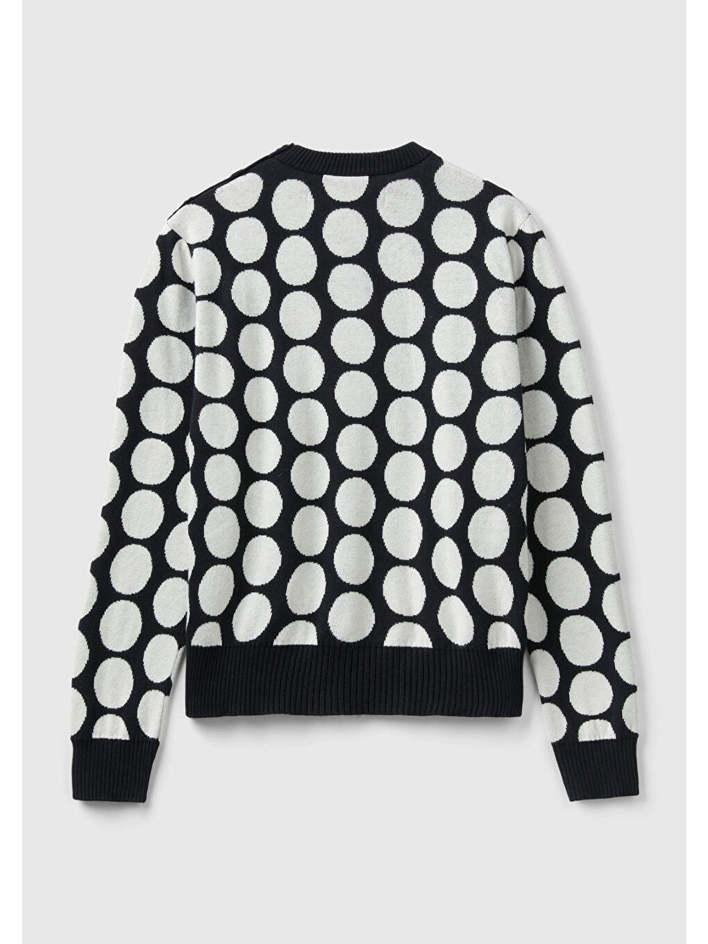 Kadın Siyah  %100 Pamuk Puantiyeli Kazak-3