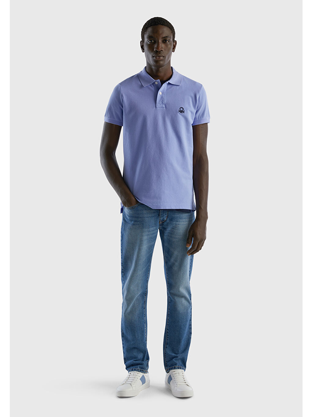 Erkek Lila Slim Fit Kısa Kollu Polo Tişört