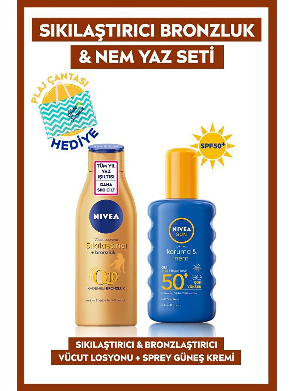 NIVEA Şeffaf Sun SPF 50+ Koruma & 48 Saat Nemlendirme Güneş Kremi 200 ml, Sıkılaştırıcı Bronzlaştırıcı Vücut Losyonu