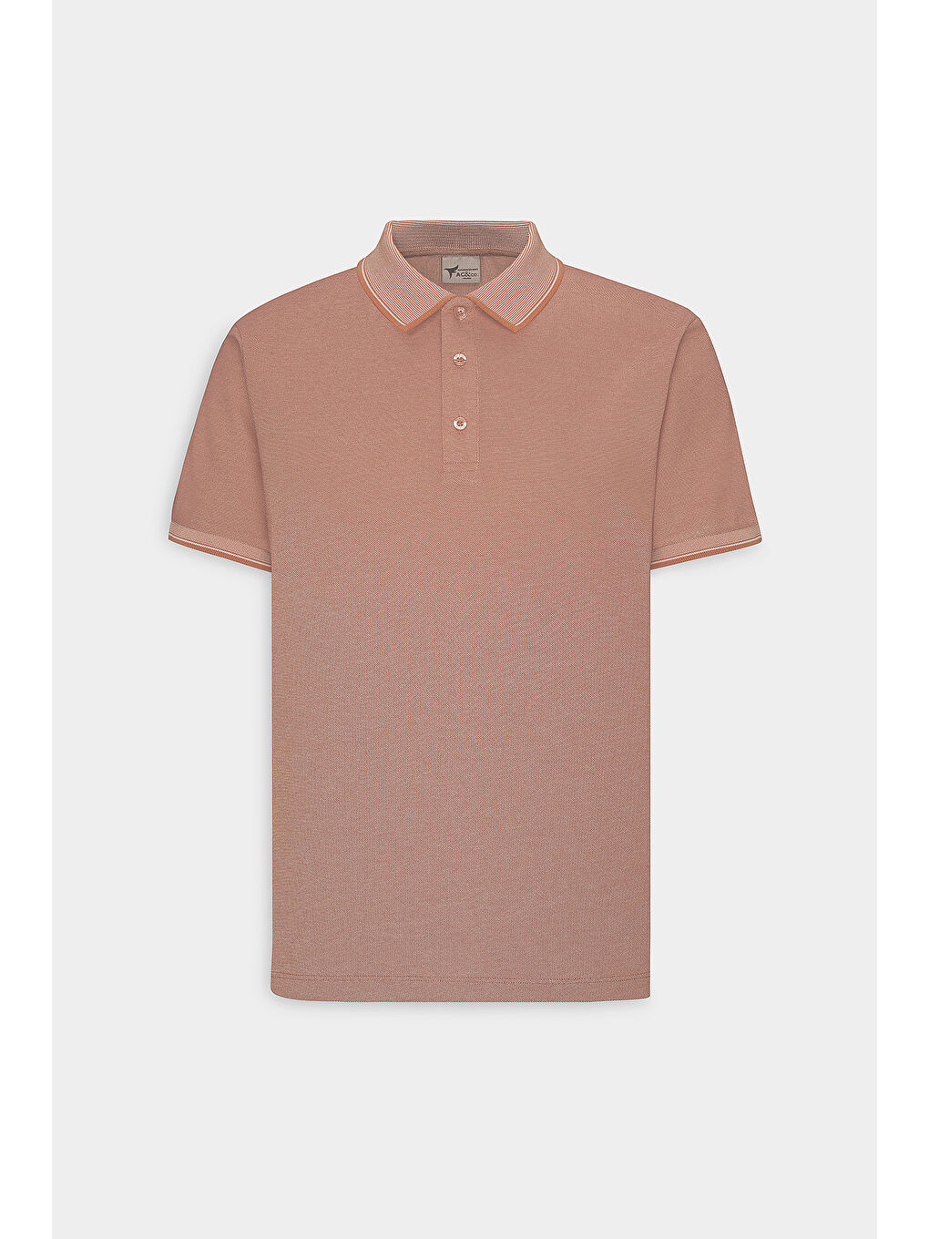 Kahverengi Erkek Kiremit-Bej Slim Fit Dar Kesim Kıvrılmaz Polo Yaka Kısa Kollu Tişört-9