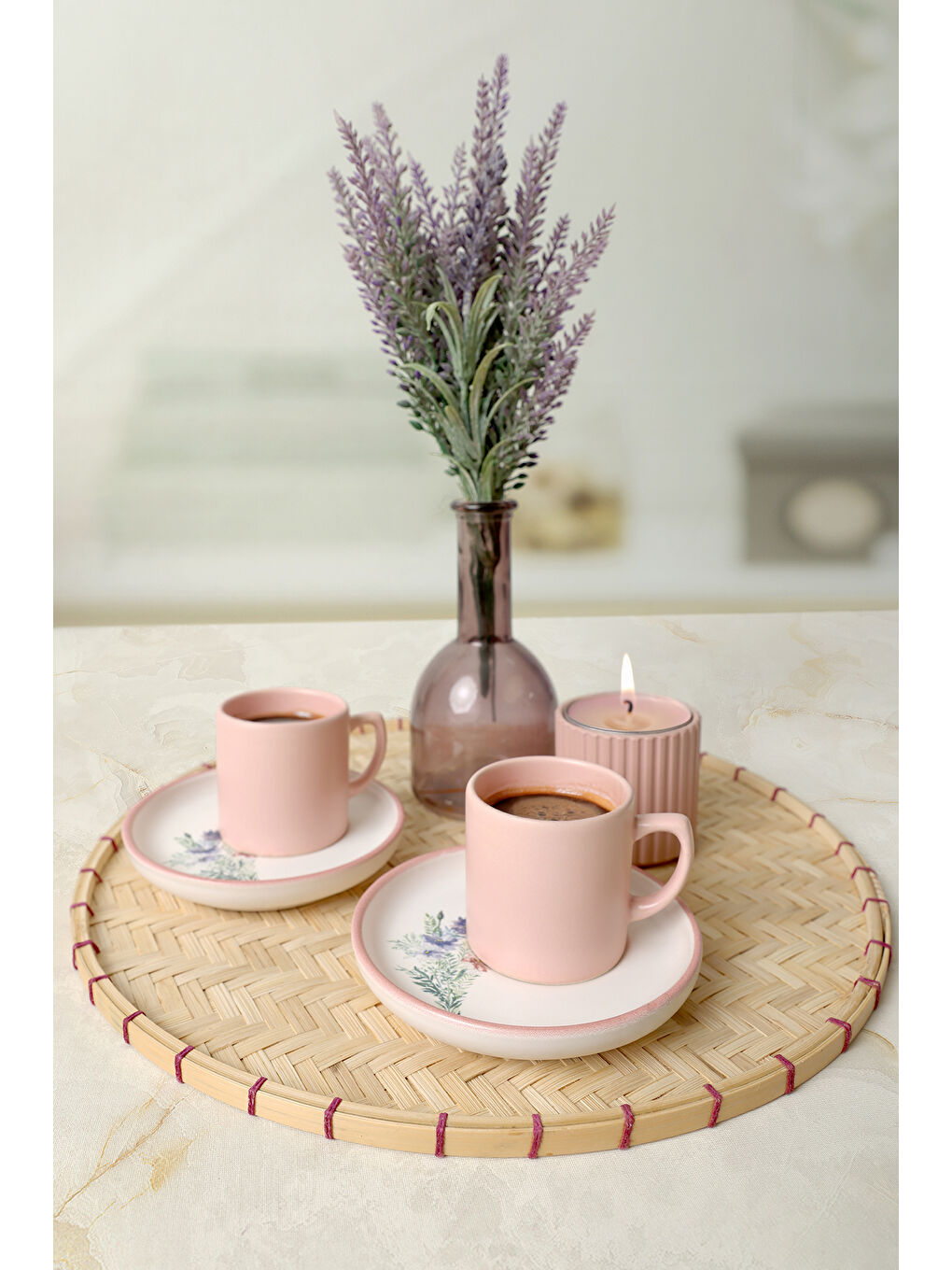 Karışık Elegant Blossoms Pembe Kahve Takımı 4 Parça 2 Kişilik-1