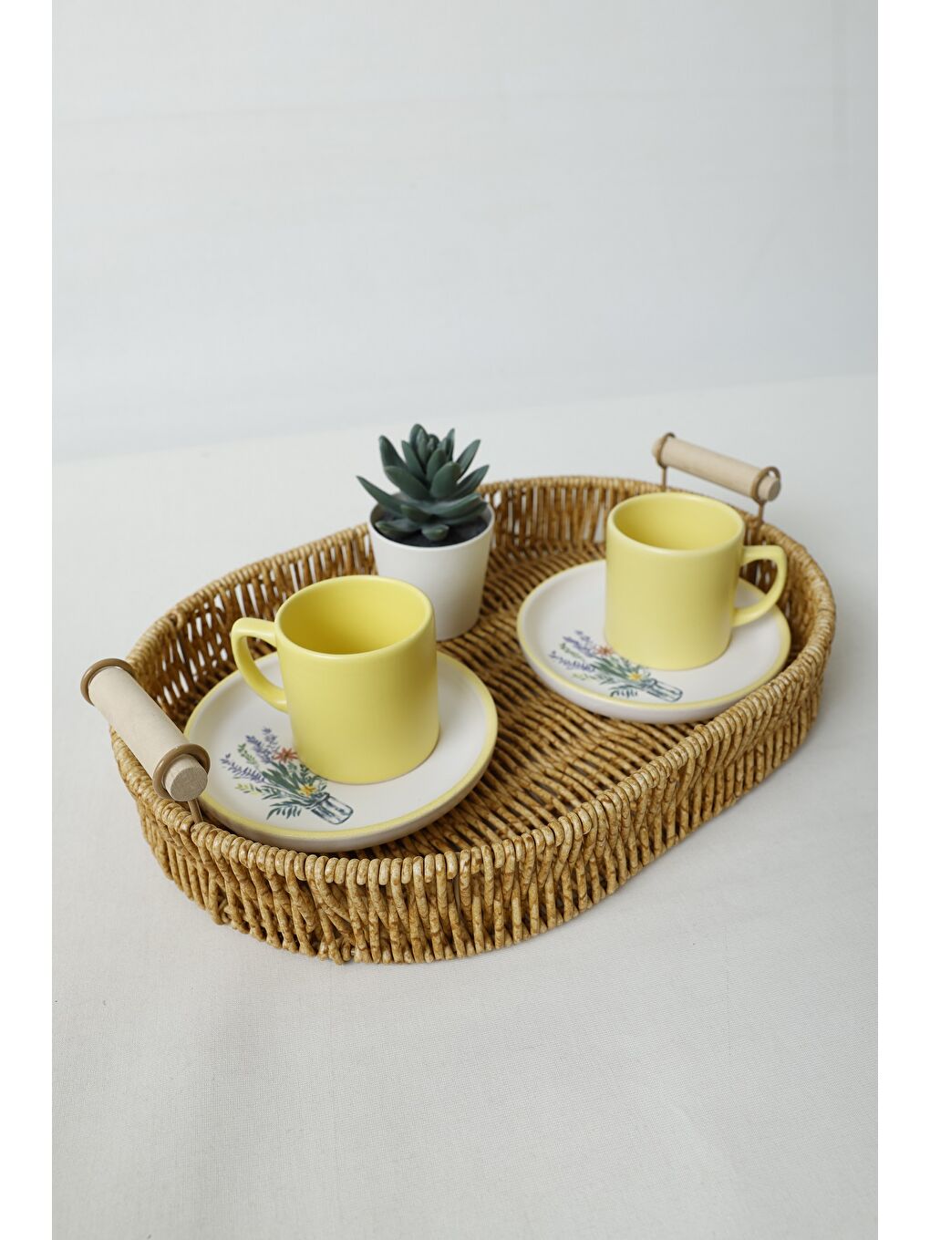 Karışık Elegant Blossoms Sarı Kahve Takımı 4 Parça 2 Kişilik-2