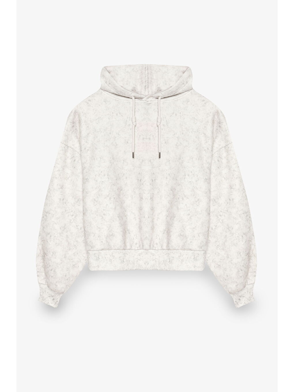 Kapüşonlu Yıkama Efektli Oversize Sweatshirt Ekru