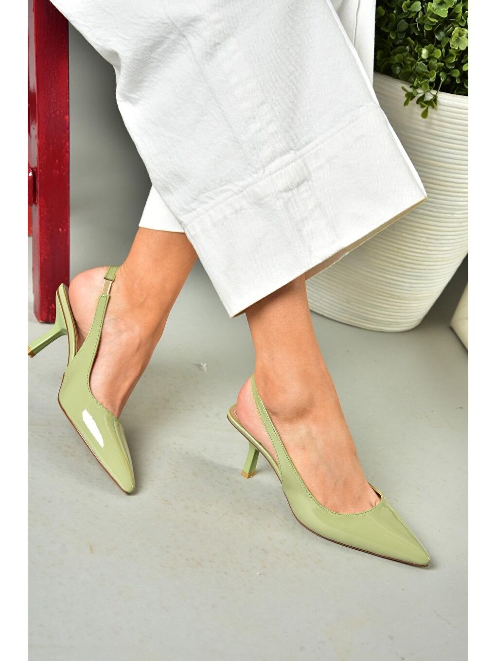 S8208601 Yeşil Kadın Topuklu Ayakkabı-6
