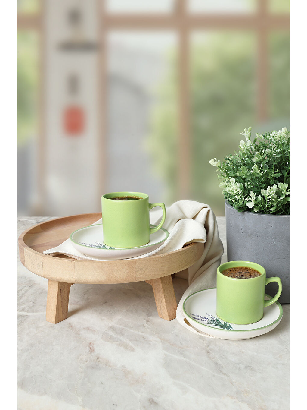 Karışık Elegant Blossoms Yeşil Kahve Takımı 4 Parça 2 Kişilik-2