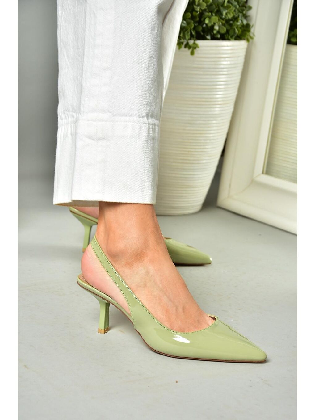 S8208601 Yeşil Kadın Topuklu Ayakkabı-7