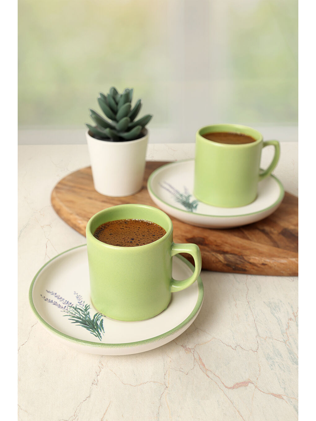 Karışık Elegant Blossoms Yeşil Kahve Takımı 4 Parça 2 Kişilik-3