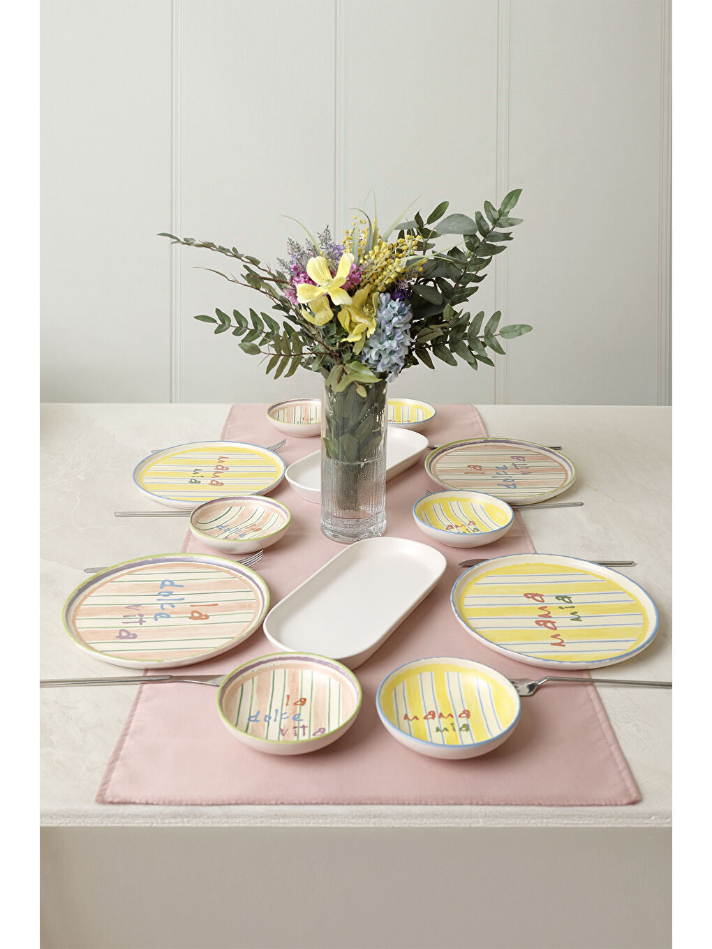 Karışık Mama Mia & La Dolce Vita Kahvaltı Takımı 12 Parça 4 kişilik-2