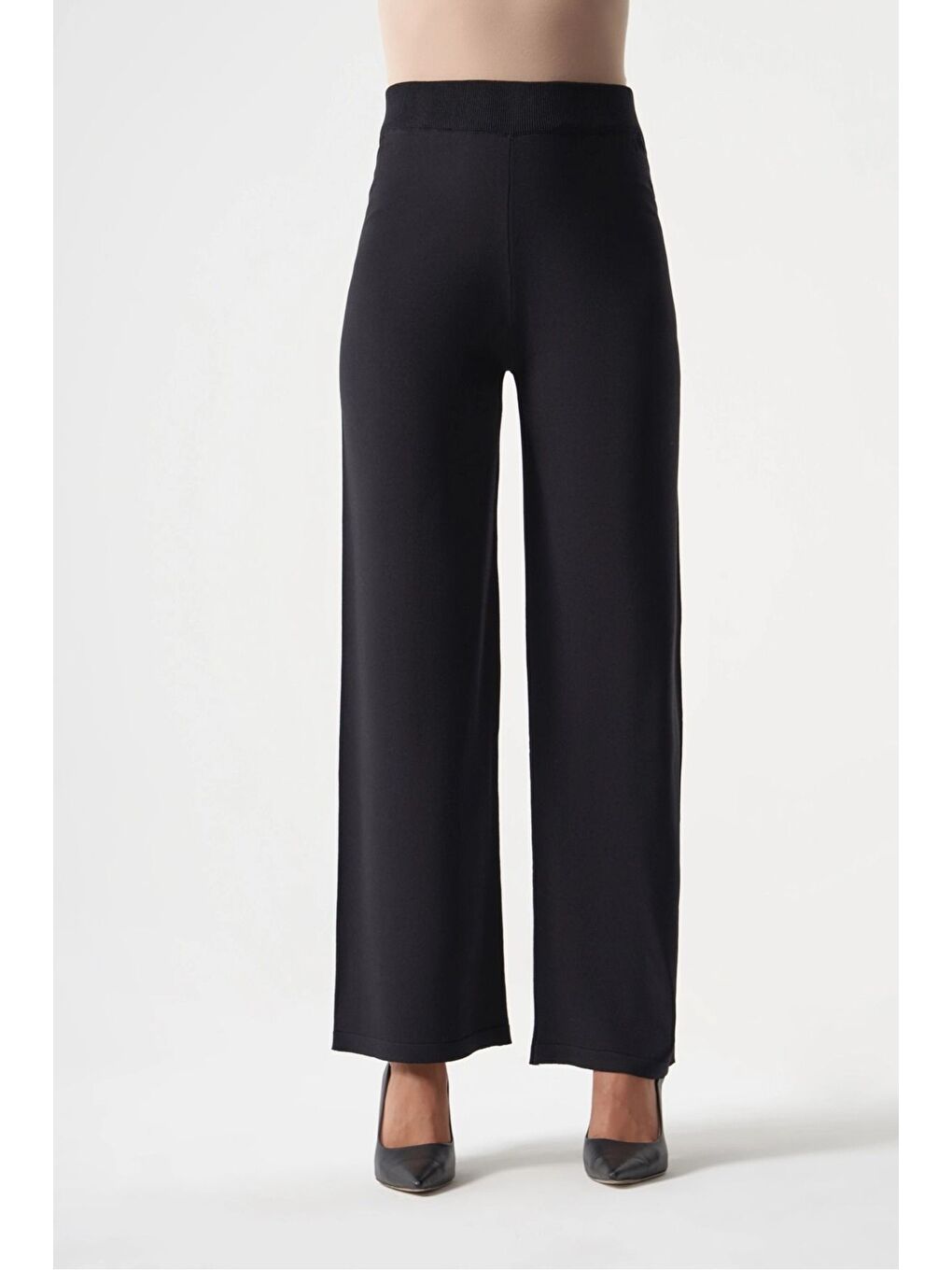 Basic Bol Paça Rayon Siyah Pantolon-2