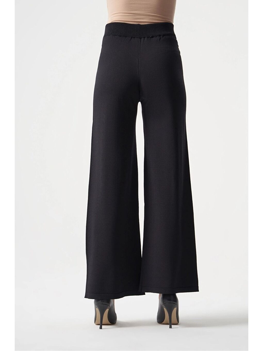 Basic Bol Paça Rayon Siyah Pantolon-3