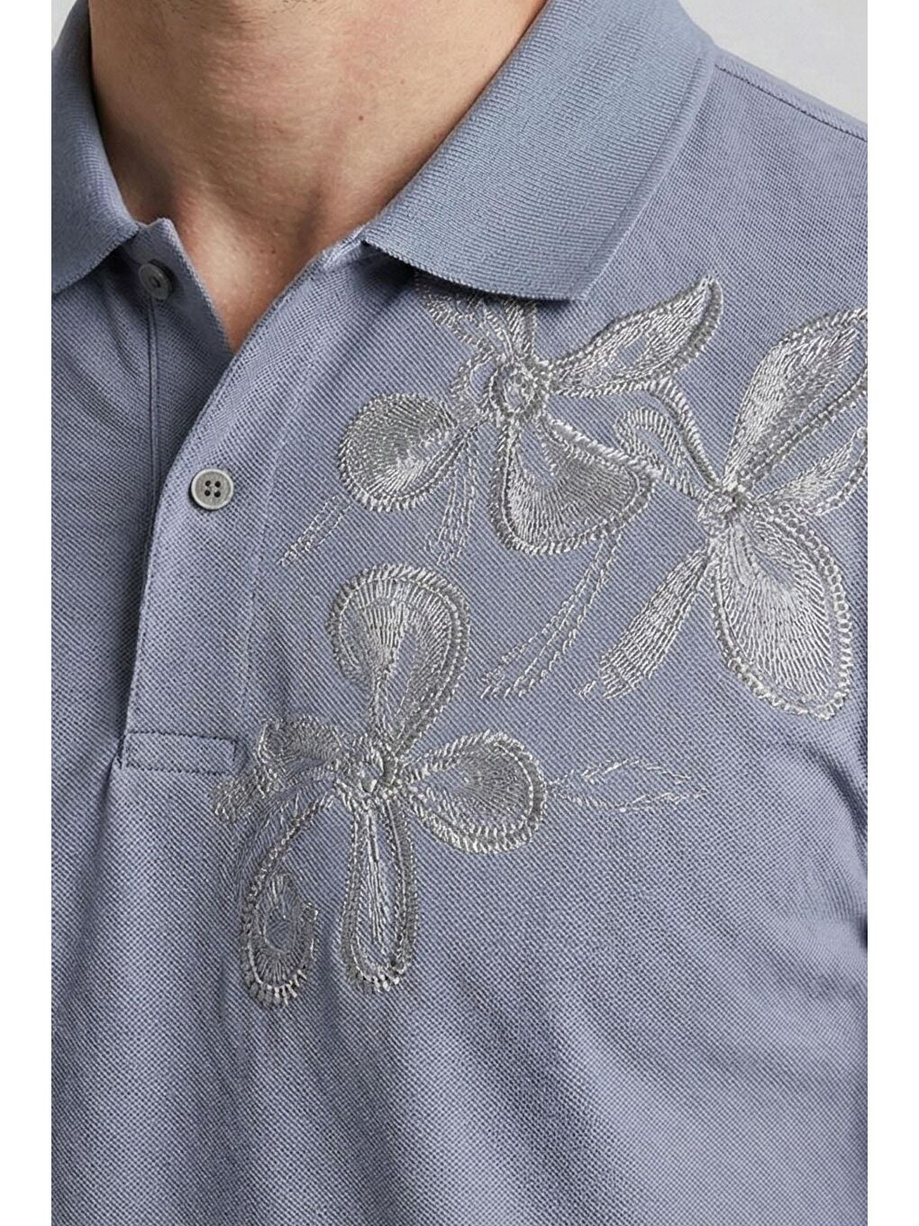 Giotelli Gri Slim Fit Pamuk Karışımlı Polo Yaka Erkek Tişört-1