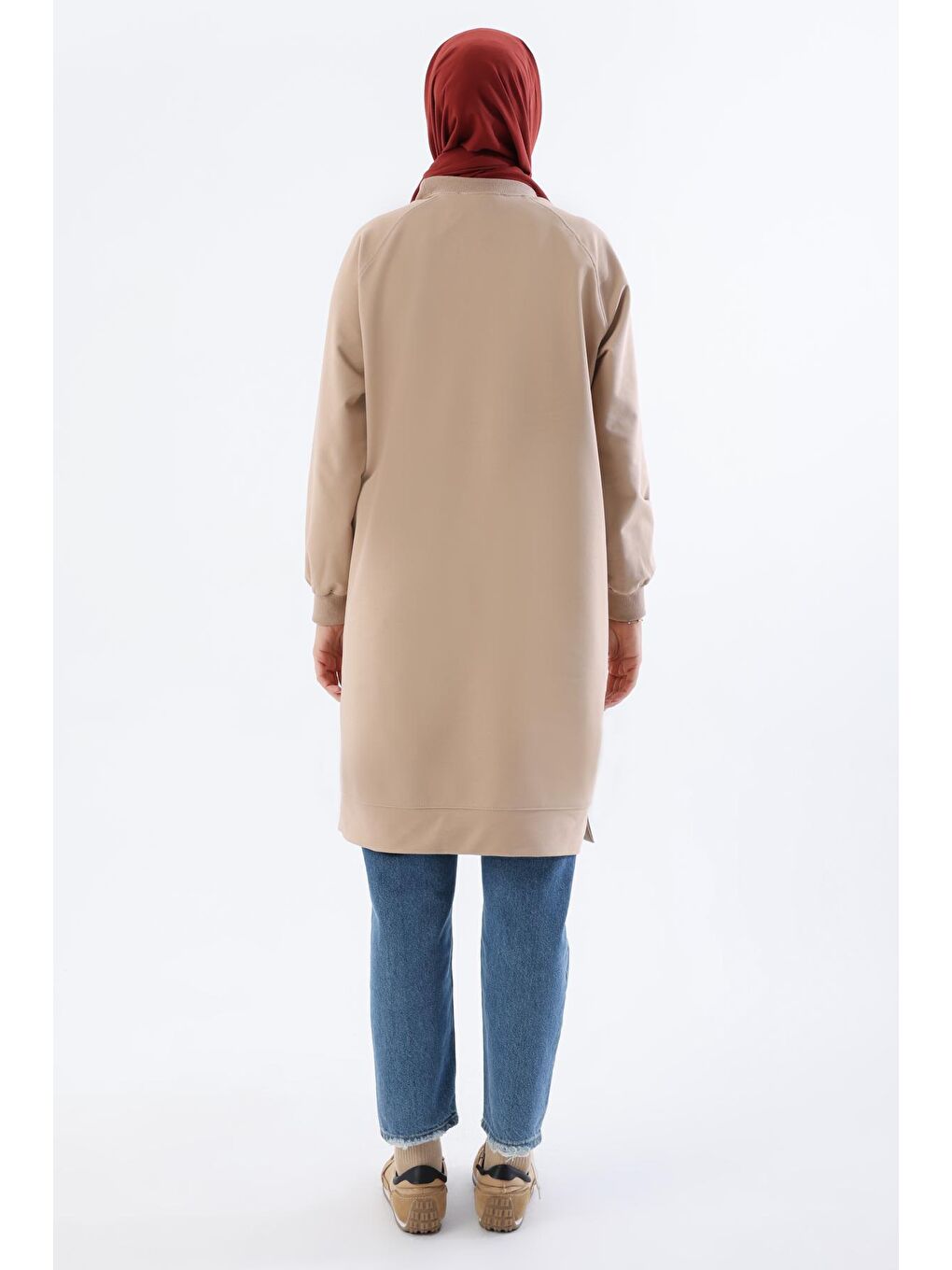 Bej Mode Nakışlı Reglan Kol Tunik-3