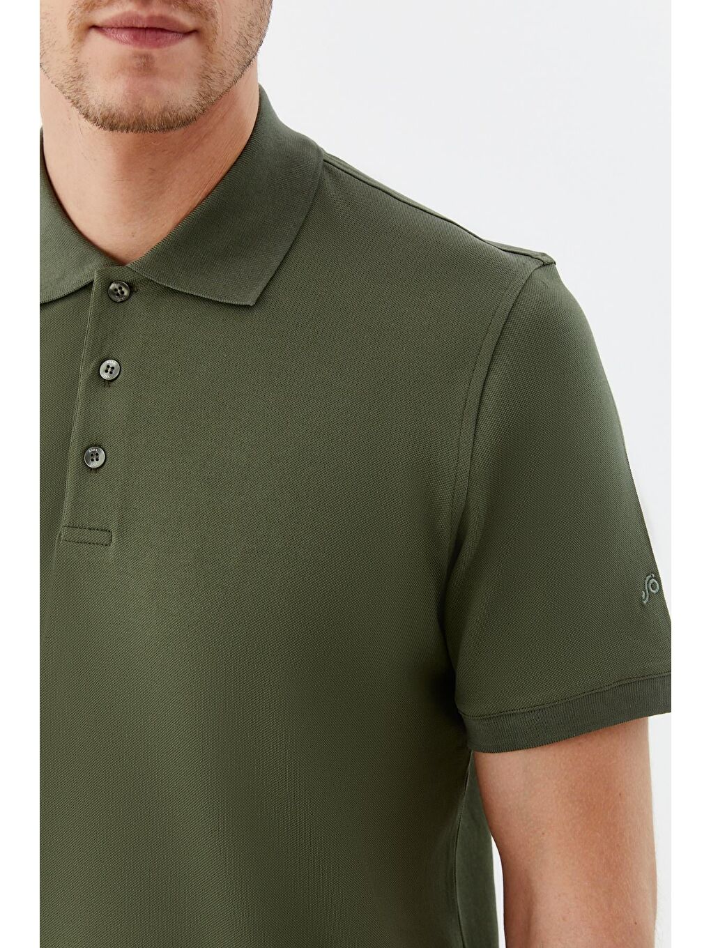 Düğmeli Polo Yaka Erkek T-Shirt Haki-2