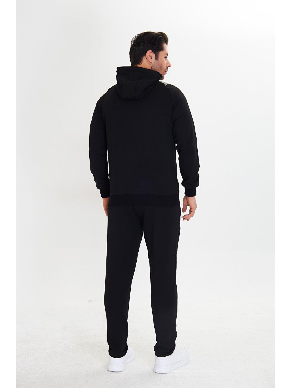 Pamuklu Kapüşonlu Erkek Eşofman Takımı Siyah 5745-S-5