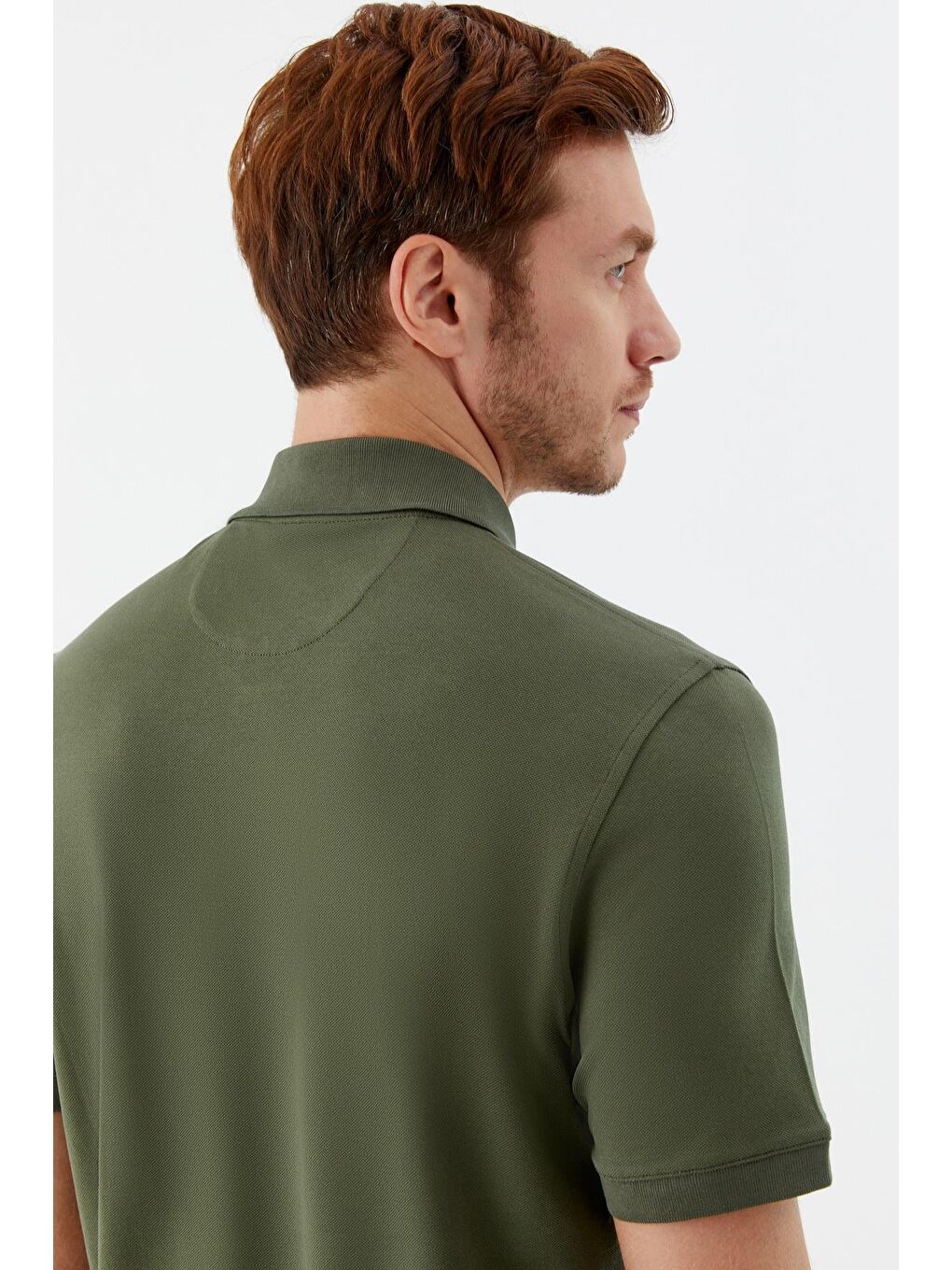 Düğmeli Polo Yaka Erkek T-Shirt Haki-4