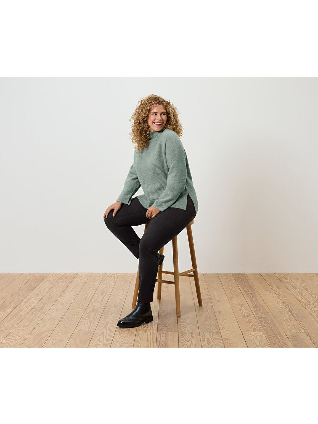 Yeşil Kadın Kazak, Dik Yaka, Adaçayı-6