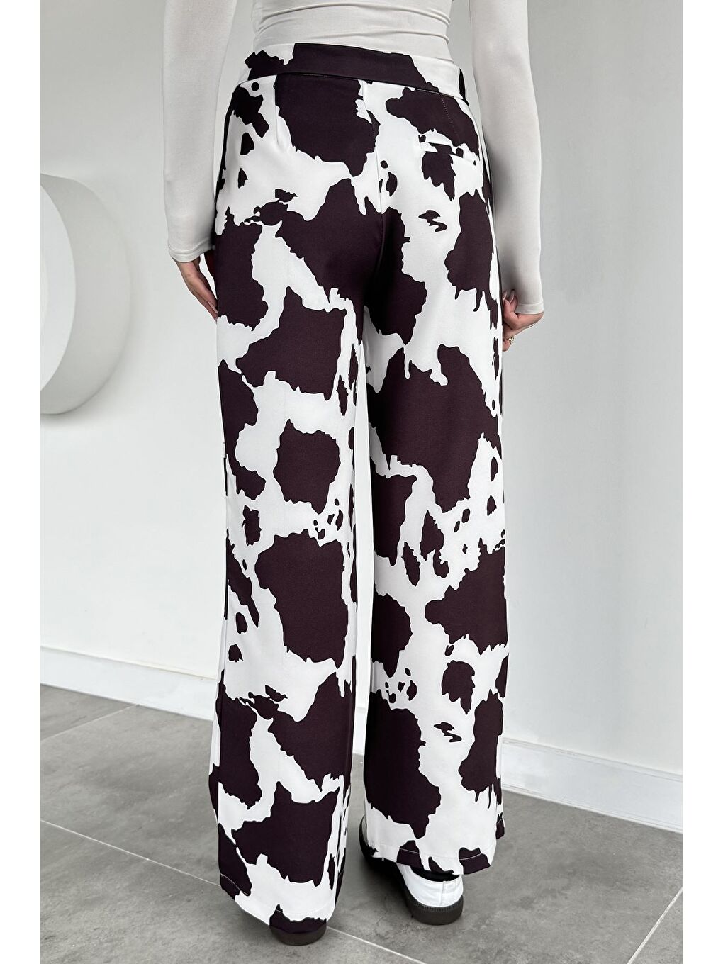 Ekru Kadın Desenli Pantolon-2