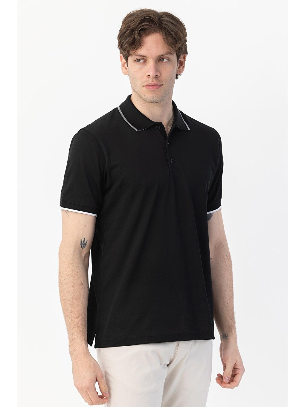 Giotelli Siyah Slim Fit %100 Pamuk Polo Yaka Tişört