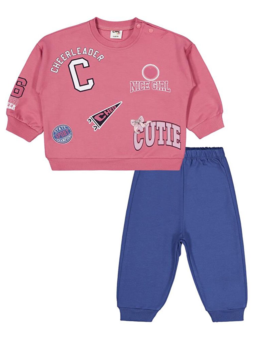 Pembe Baby Harf Ve Yazı Baskılar 6-18 Ay Takım-1