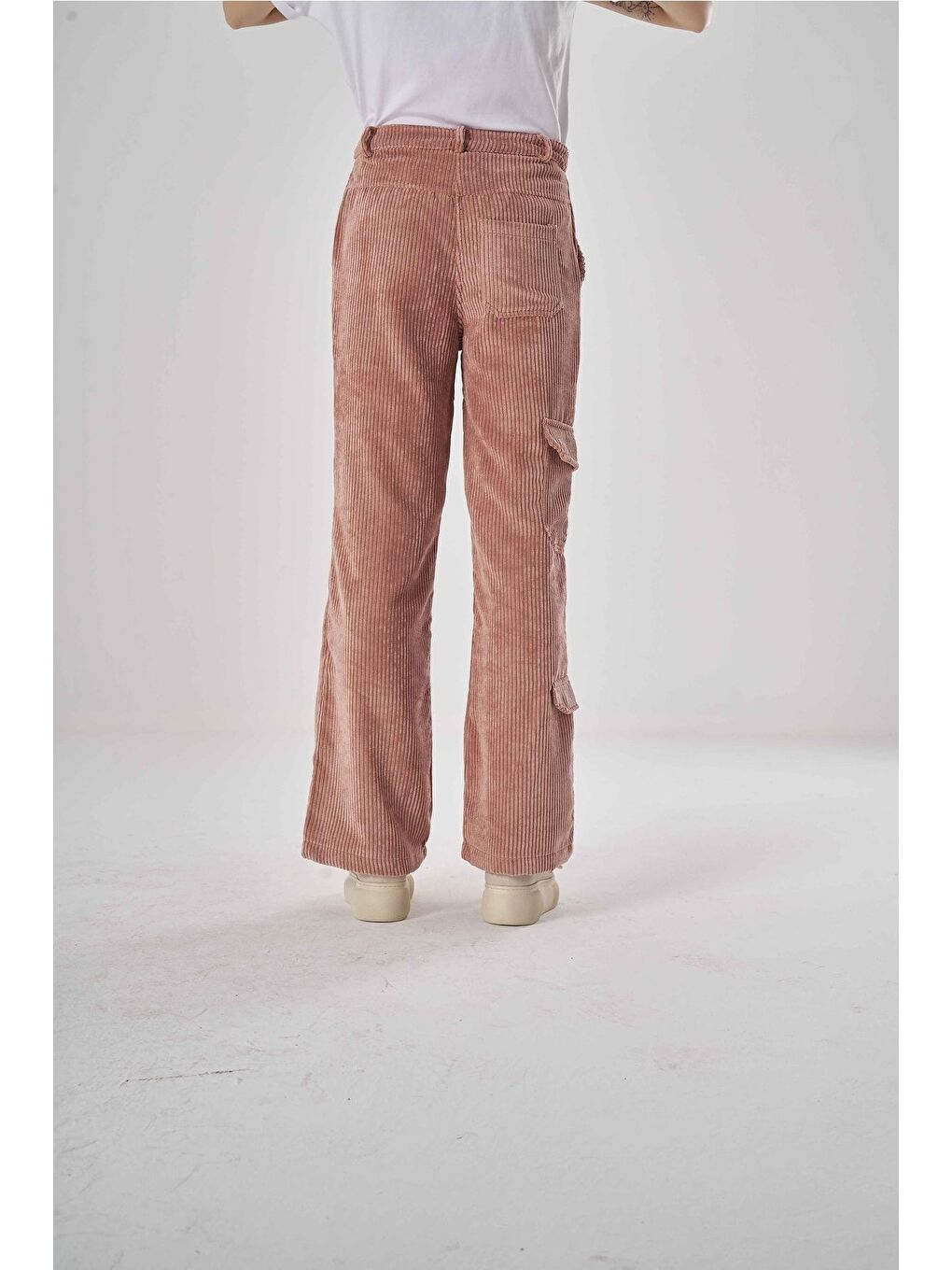 Karışık Fitilli Gül Kurusu Kadife Pantolon-2