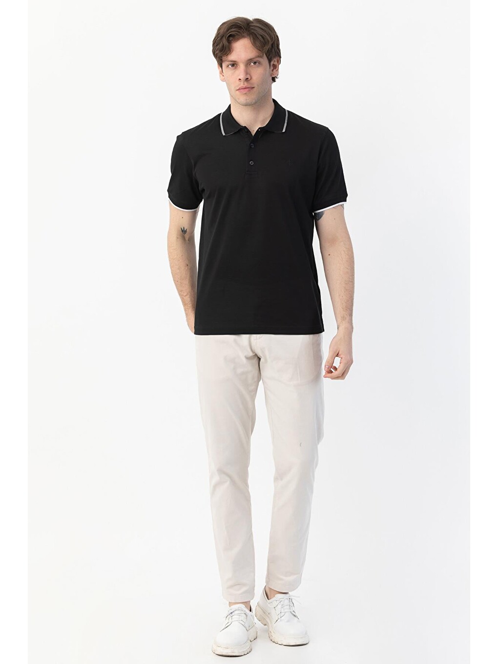 Giotelli Siyah Slim Fit %100 Pamuk Polo Yaka Tişört-2
