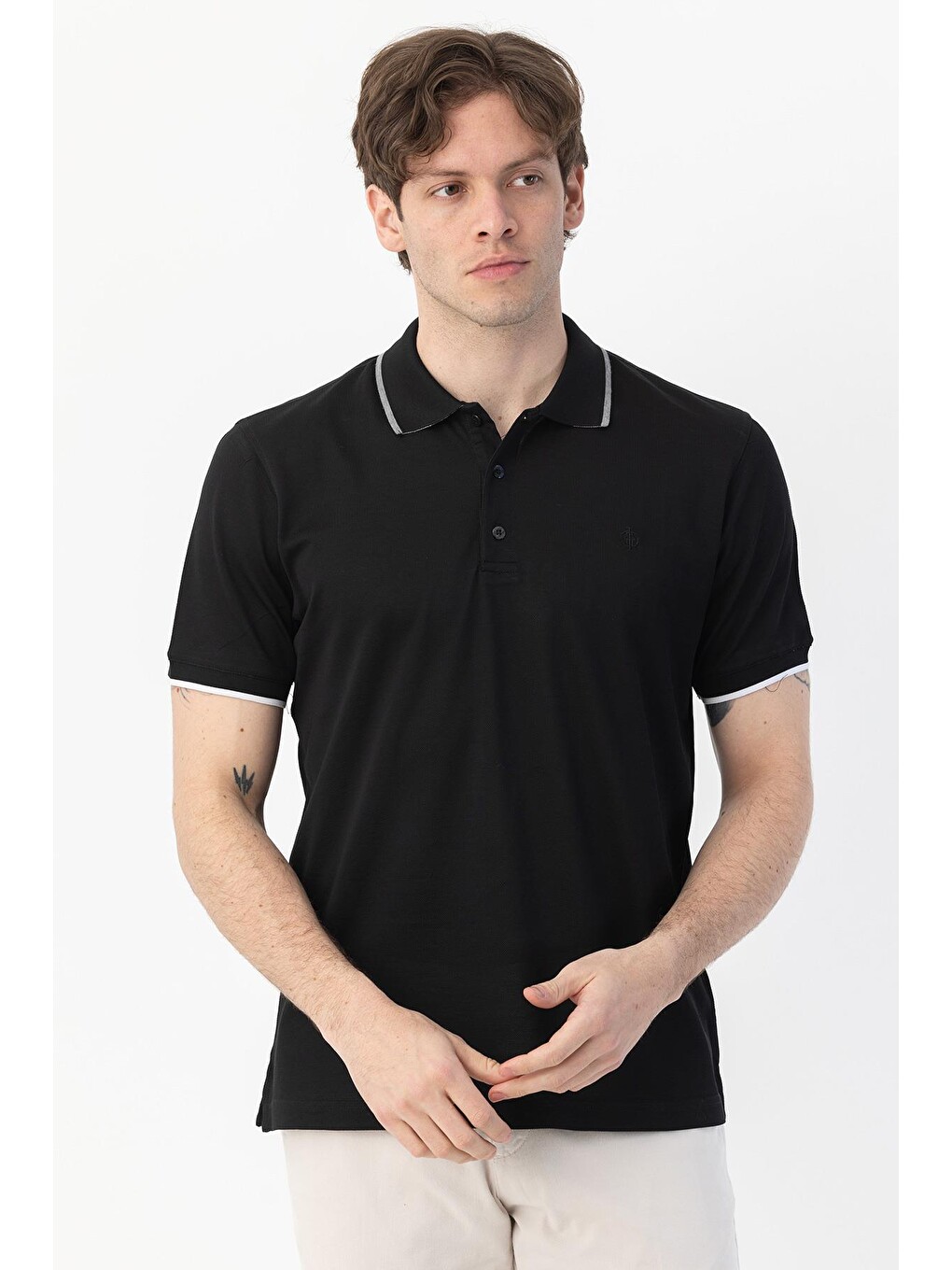 Giotelli Siyah Slim Fit %100 Pamuk Polo Yaka Tişört-4