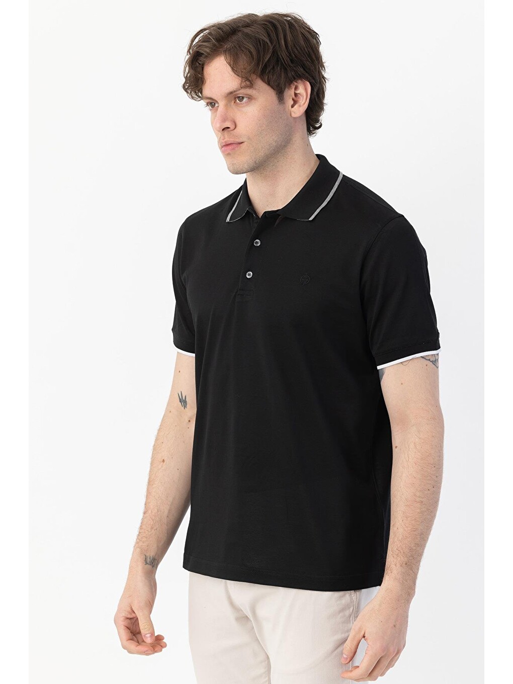 Giotelli Siyah Slim Fit %100 Pamuk Polo Yaka Tişört-5