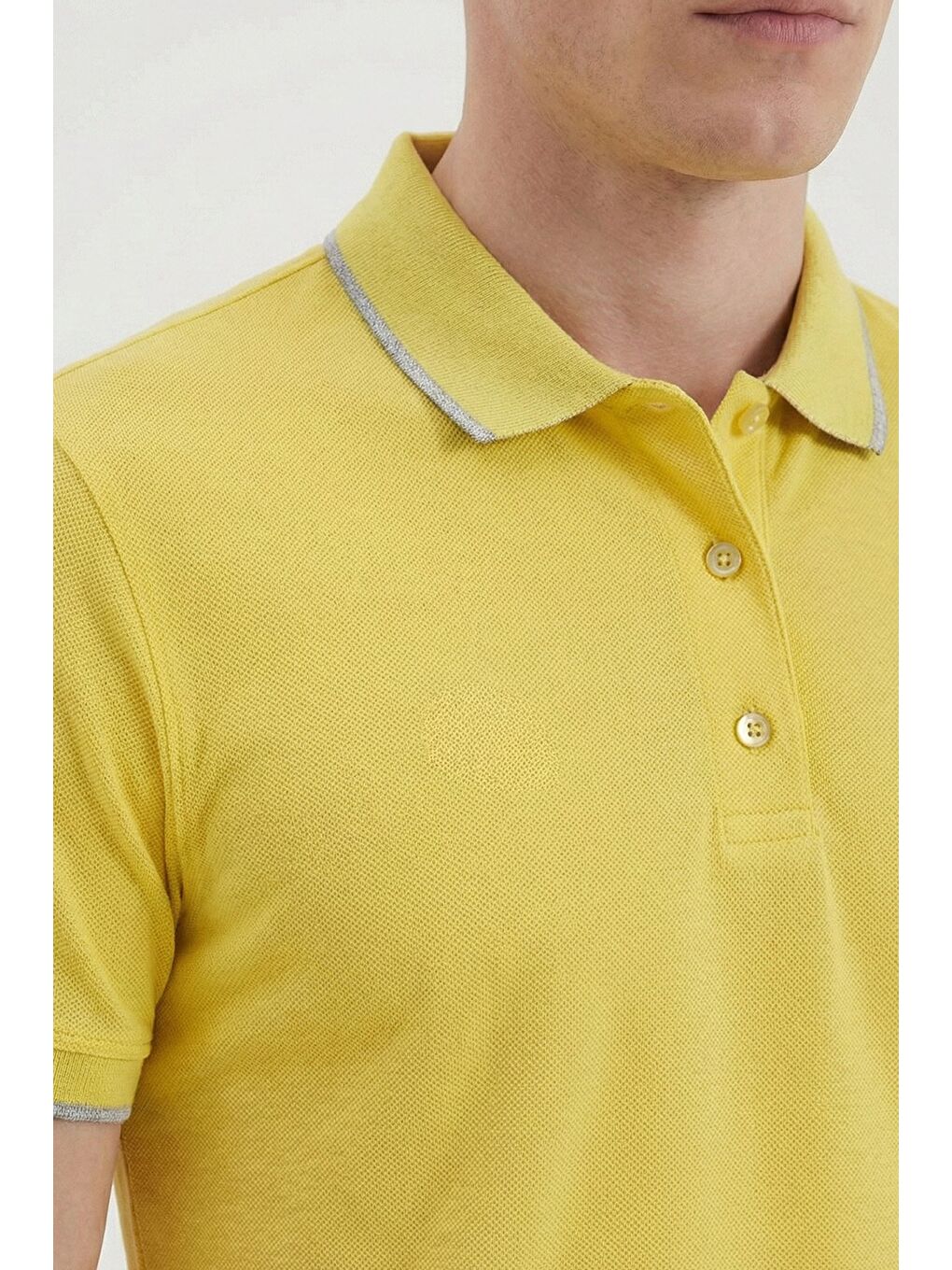 Giotelli Sarı Slim Fit %100 Pamuk Düğmeli Polo Yaka Erkek Tişört-1