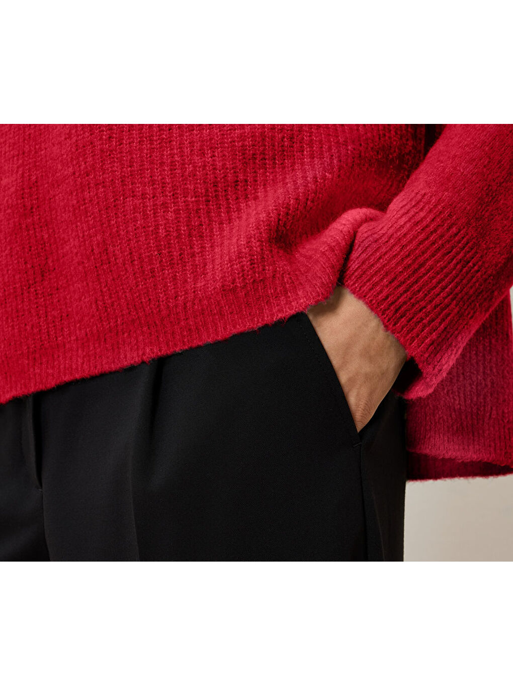 Kadın Kazak, Dik Yaka, Kırmızı-4