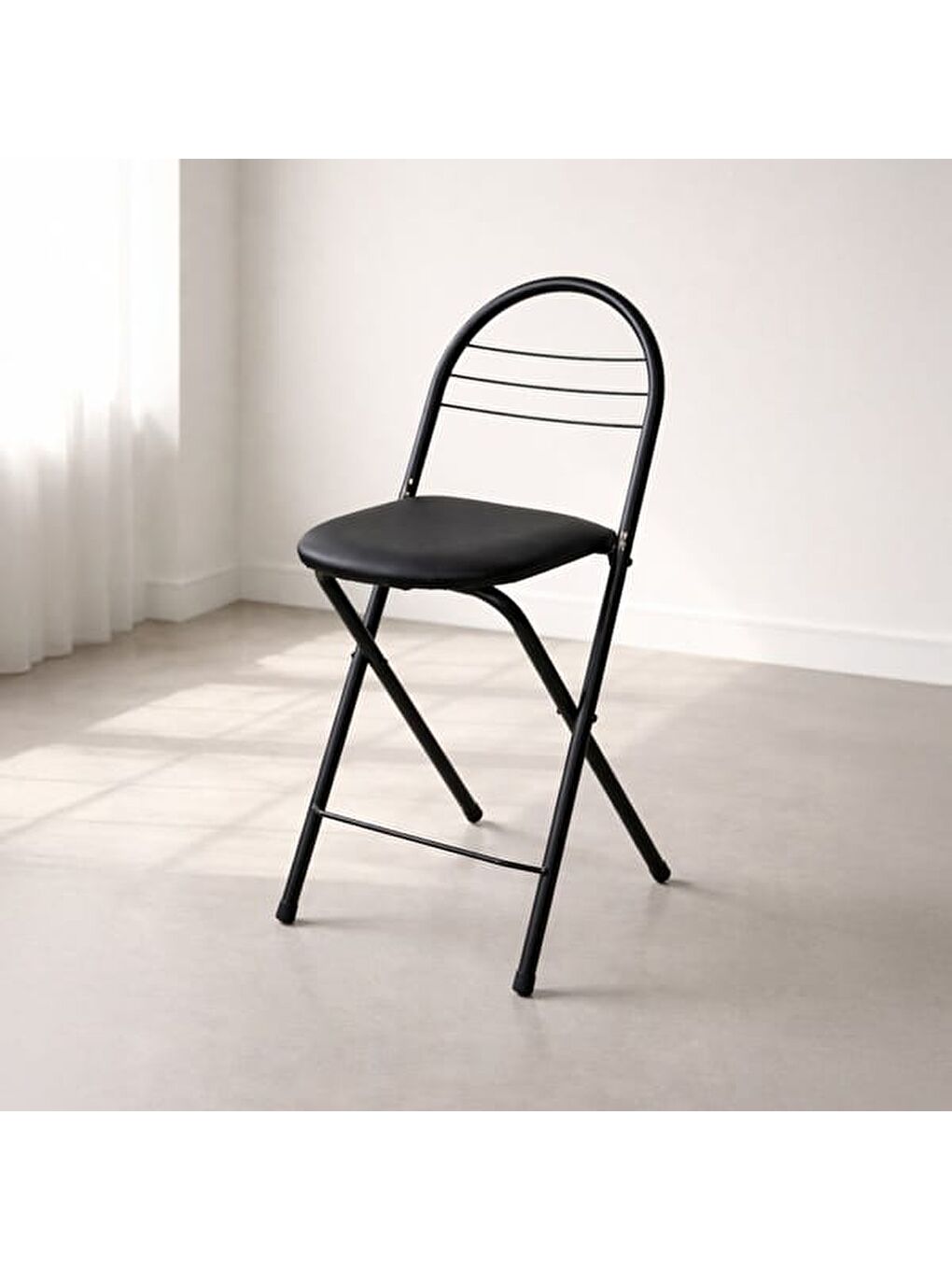 Döşemeli Katlanır Sandalye - Siyah - 79x44x35 cm