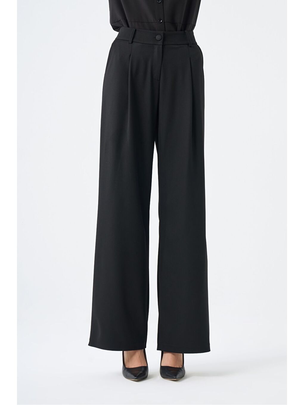 Tek Pile Poliviskon Siyah Pantolon