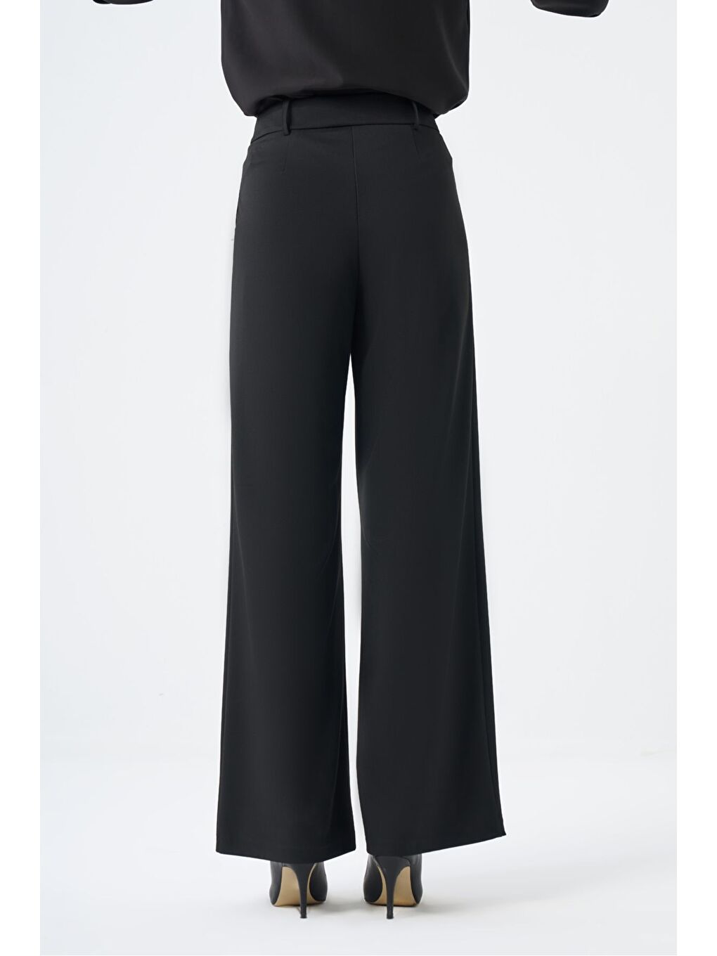 Tek Pile Poliviskon Siyah Pantolon-2