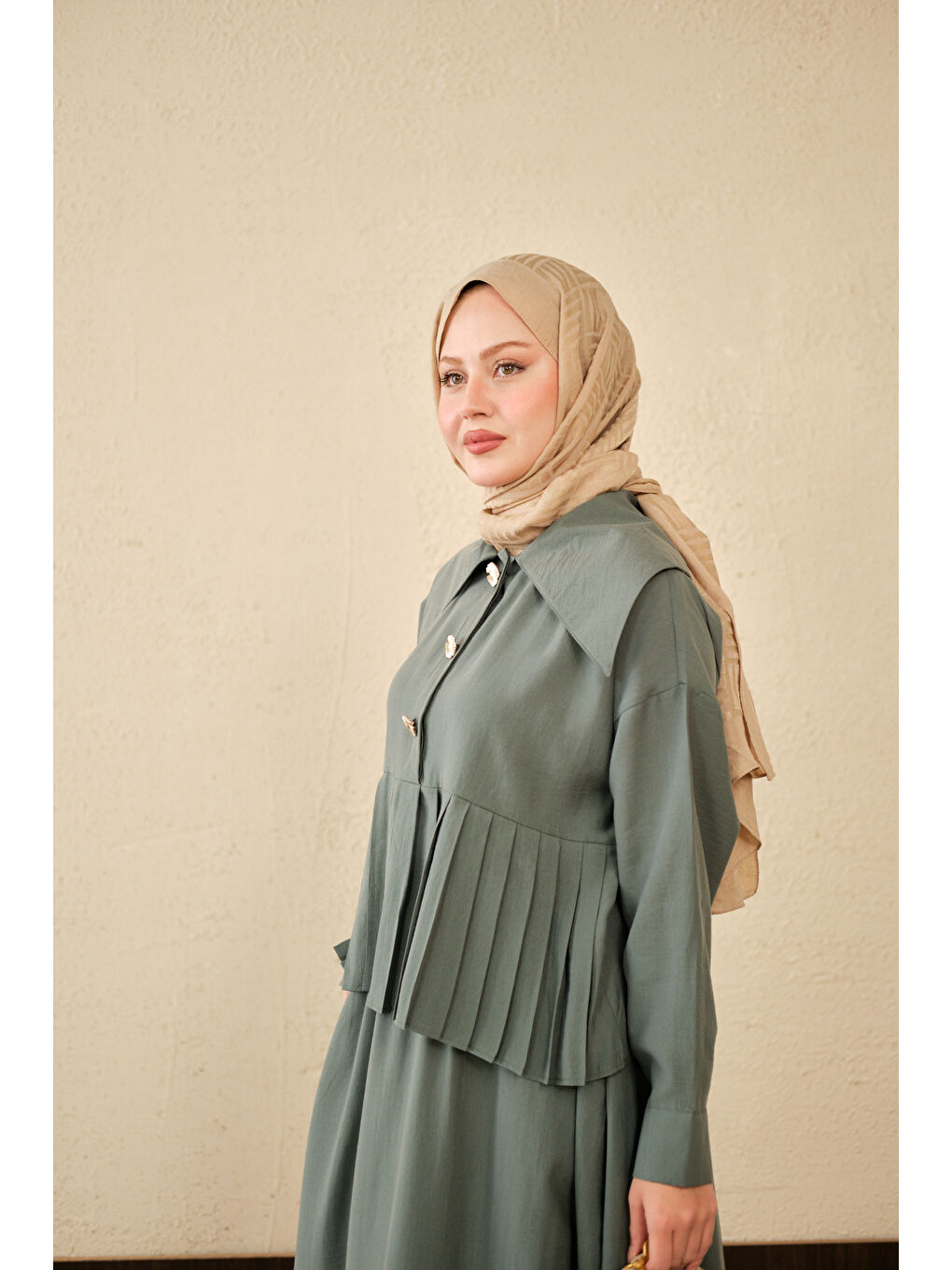 Kadın Gemici Yaka Fırfır Detay Takım Mint Yeşil-2