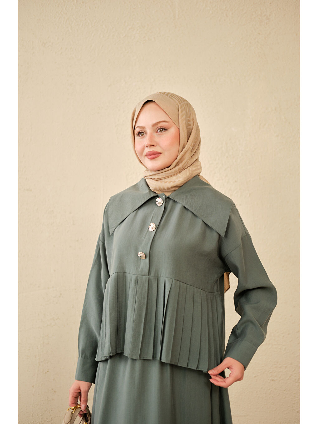 Kadın Gemici Yaka Fırfır Detay Takım Mint Yeşil-4