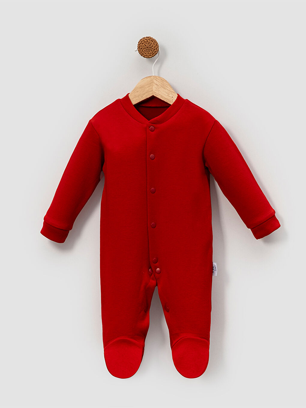 Kırmızı Önden Çıtçıtlı Bebek Tulum Pamuk  Pratik ve Tasarım