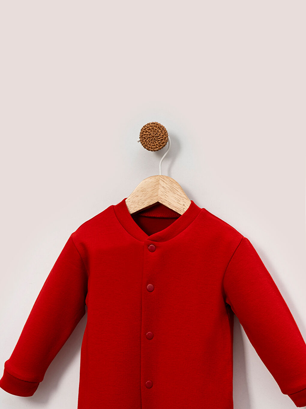 Kırmızı Önden Çıtçıtlı Bebek Tulum Pamuk  Pratik ve Tasarım-2